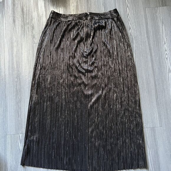 For Love And Lemons Skirt Womens Large Pleated Marion Gunmetal Metallic - Picture 3 of 14